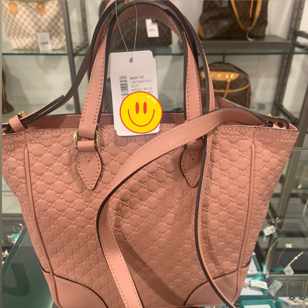 Authentic Gucci Pink Boston leather tote handbag